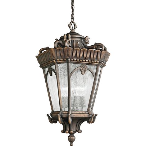 Lampada a sospensione a lanterna a catena per esterni LU vetro colato D 40 cm 1 fiamma