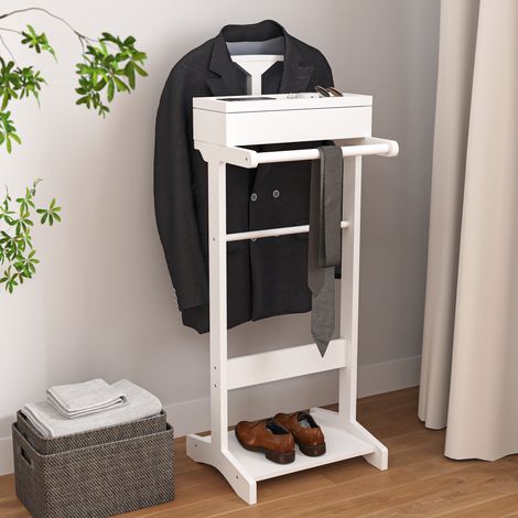 Porte-linge portable blanc, avec organisateur de rangement (1/5)