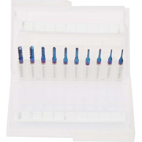 Jeu de 10 Fraises à Graver en Carbure pour CNC - Fraises à Queue Bleues pour PCB et Usinage (1/5)