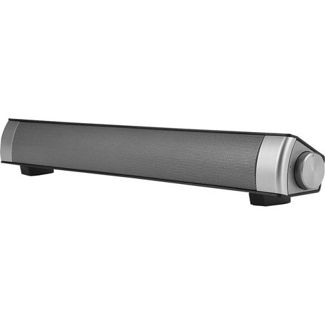 Barre de Son, Barre de Son TV avec Caisson de Basses Stéréo sans Fil, Haut-Parleur sans Fil 4.0 10W 2.0 Canaux pour Téléviseur, Carte TF/Aux/USB, Son Surround Réglable en (1/5)