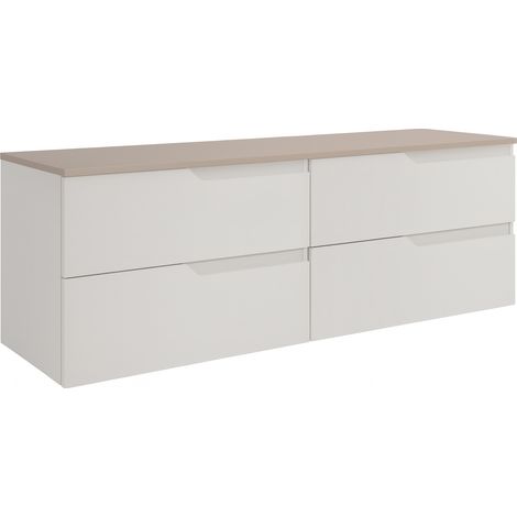 Waschtischunterschrank 160 cm - Kashmir Weiß - Modernes Design - Mit geräumigen Schubladen