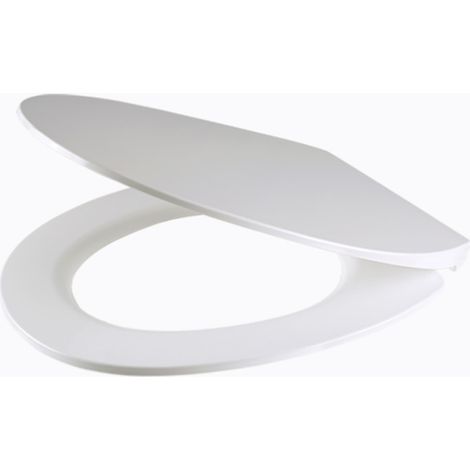 Tapa de WC Diseño Delgado, Asiento para Inodoro de Cierre Suave, Tapa de Inodoro Universal, Bisagras Ajustables, Liberación Rápida, Fácil de Limpiar, Duroplast Antibacteriano, Blanco (1/5)