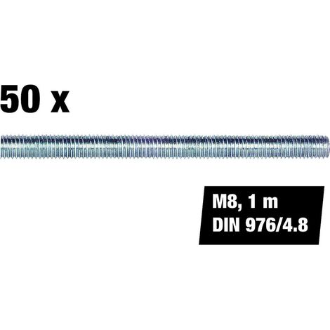 Pack promo tiges filetées M8, 1m, DIN 976/4.8 50 pcs.