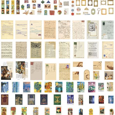 Lot de 200 autocollants vintage pour scrapbooking, décoration rétro, pour albums, agendas et projets DIY