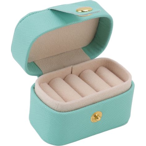 Écrin à bagues mini en cuir PU, boîte de rangement pour bijoux, étui de voyage pour boucles d'oreilles, bleu