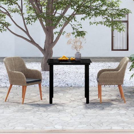 Ensemble de salle à manger de jardin avec coussins 3 pcs Marron (1/5)
