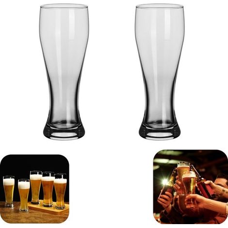Gobelets en verre lot de 2 - verres à bière et jus 20 x 6,5 cm, transparents (1/5)