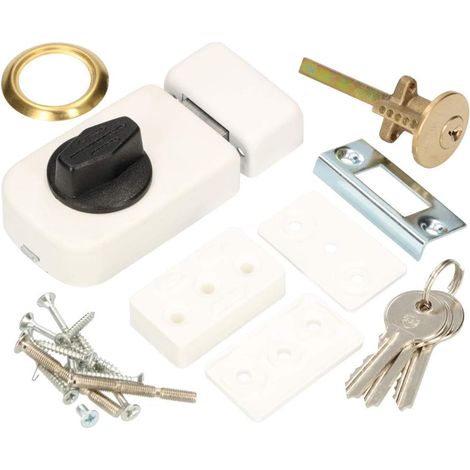 Kotarbu Serrure supplémentaire 60 mm 3 couleurs avec cylindre extérieur - Weiß (1/5)