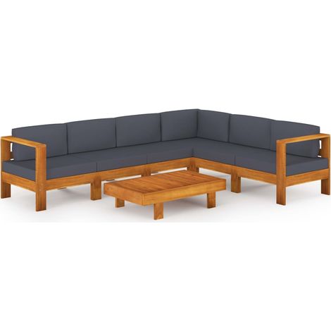 Maison Exclusive - Set Divani Giardino 7 Posti Cuscini Grigi Scuro Massello Acacia