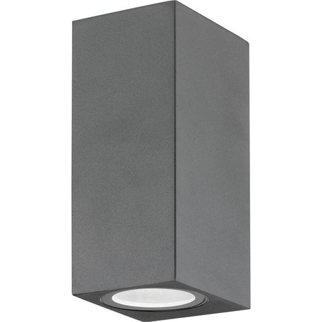 Merano Cincinnati Applique d'extérieur carrée Up Down Gris foncé Aluminium Verre LED GU10 2x7W IP54
