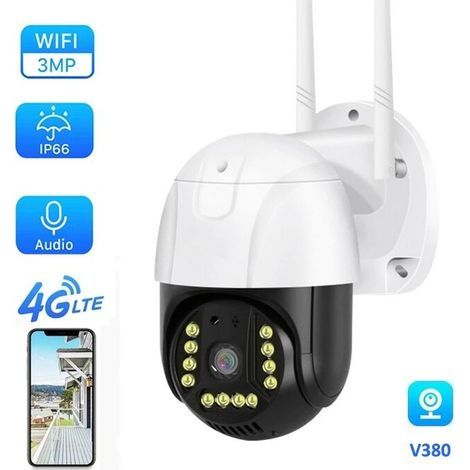 4G Caméra de Surveillance Extérieure, 360° PTZ Caméra IP avec Suivi Automatique,Camera 4G Détection Humaine Vision Nocturne Couleur Enregistrement Suivi Auto Sécurité Maison (1/5)