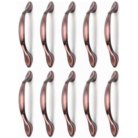 10 Stück Vintage Möbel Türgriffe, Vintage Schrankgriffe in Bogenform Möbel Zuziehgriff (Lochabstand 96 mm, Rotbronze) (1/5)