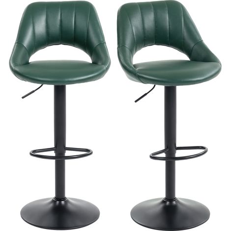 HOMCOM Barstools Set of 2, Dining Stools with Backrest and Footrest