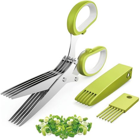 Ciseaux à 5 lames — Ciseaux de cuisine multifonctionnels, Set de ciseaux pour coriandre et herbes aromatiques (1/5)