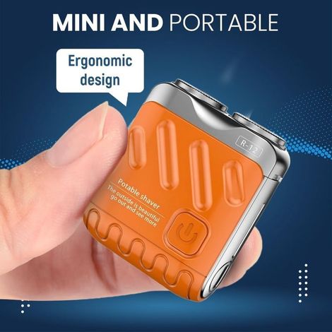 R-12 Mini-Elektrorasierer für Herren, 2025 Neuer tragbarer wasserdichter Bartrasierer im Kofferdesign, Reisefreundlicher Herrenrasierer (Orange) (1/5)