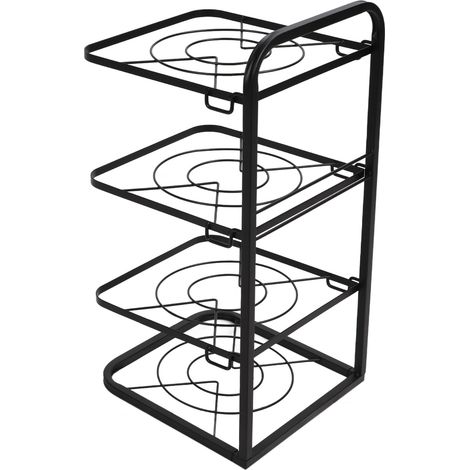 Organisateur de casseroles de cuisine à 4 étagères, hauteur réglable, gain de place, convient aux placards et aux plans de travail. (1/5)