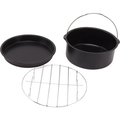 Accessoires pour friteuse, moule à gâteau/pizza en acier inoxydable, revêtement antiadhésif, compatible lave-vaisselle, noir, 15 cm (6 po) (1/5)