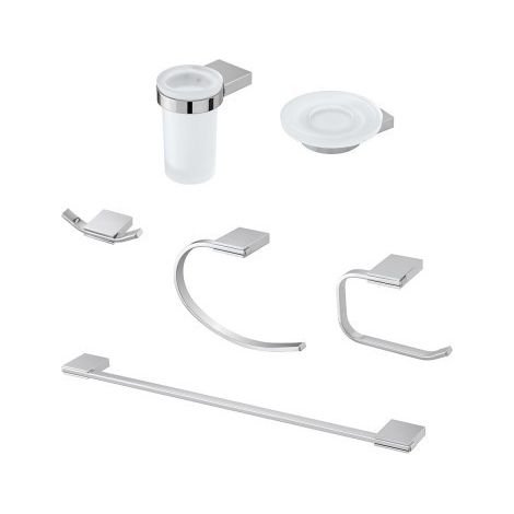 Set accessori a muro 6 pezzi in acciaio cromato e viti incluse Futura (1/5)