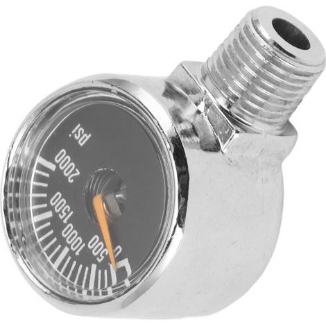 Manomètre 2000 psi, montage 1/8 NPT, pour le remplissage de bouteilles de CO2 (fûts et réservoirs de gaz CO2), noir. (1/5)