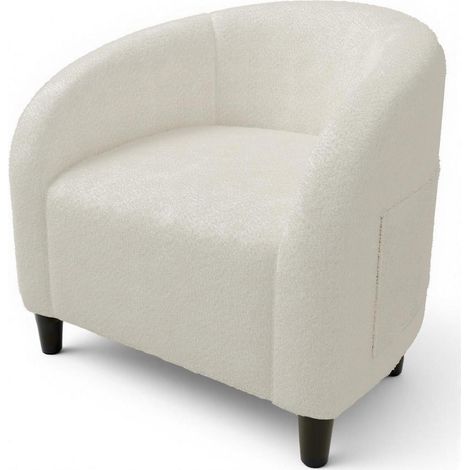 Fauteuil club design en velours blanc, assise confortable, montage facile (1/5)