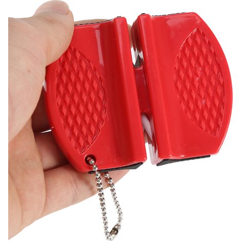 Mini affûteur de couteaux portable multifonction, pierre à aiguiser, accessoire de cuisine rouge (1/4)