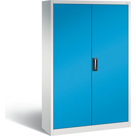 C+P Werkzeugschrank mit Drehtüren, innen 4 Böden, H1950xB1200xT400mm Front Lichtblau Korpus Lichtgrau