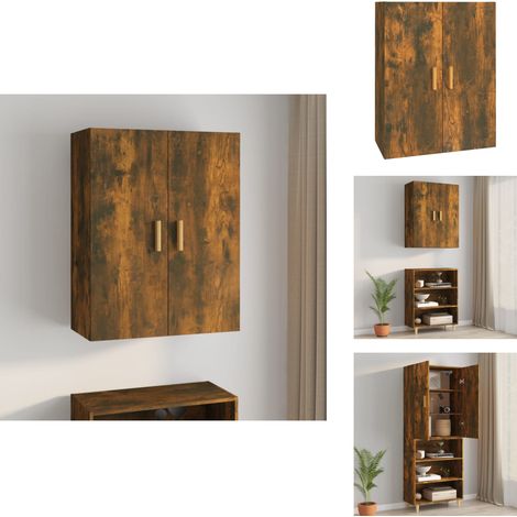 Armoire murale suspendue Chêne fumé 69,5x34x90 cm - Armoire Murale - Meuble De Rangement - Buffet - Étagère Murale - Décoration Intérieure (1/5)