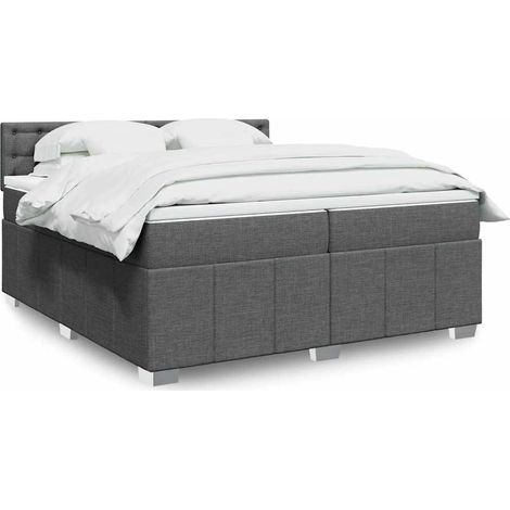 Cama box spring con colchón tela gris oscuro 200x200 cm vidaXL