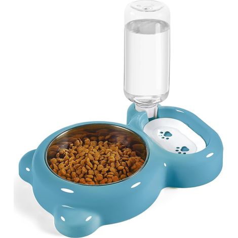 Juego de comederos y bebederos para mascotas, cuenco de acero inoxidable, apto para gatitos y cachorros - rosa (1/5)