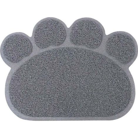 Tapis Litière Pour Chats, Haute Qualité Bac À Litière Pour Chats Grande, Matériel de Pvc, Forme de Patte de Chat Mignon, Imperméable et Durable, Facile À Nettoyer, Antidérapant, Gris, 40 cm × 30 cm (1/5)