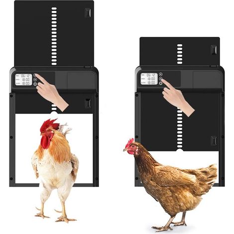 Puerta Automática para Gallinero, Ip66 Impermeable Puerta De Jaula Automática con Ajuste Manual De Tiempo, Funciona con Pilas, Puerta De Jaula De Pollo,para El Cuidado De Aves De Corral (1/5)