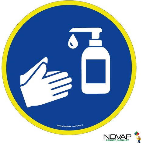 Panneau Lavage des mains avec gel hydroalcoolique - haute visibilité - Ø 180mm - 4090979