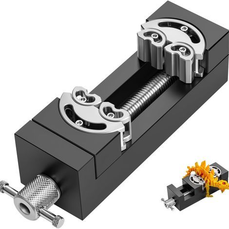 Mini étau robuste auto-ajustable – En aluminium aérospatial usiné CNC, double mâchoire (plate et fractale), charge 136 kg, pour bricolage, électronique et bijouterie (1/5)