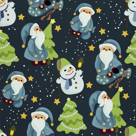 Telas decorativas para exteriores Oxford - Motivo de Papá Noel y muñeco de nieve I DX550 (1/5)