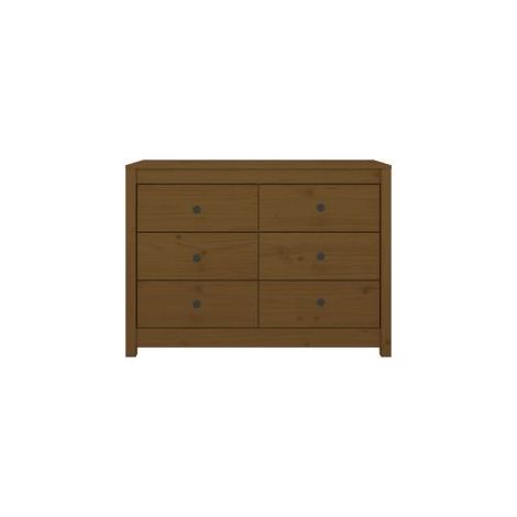 Commode 6 tiroirs en bois de pin massif 100cm – Collection Kaskita-Marron (1/5)