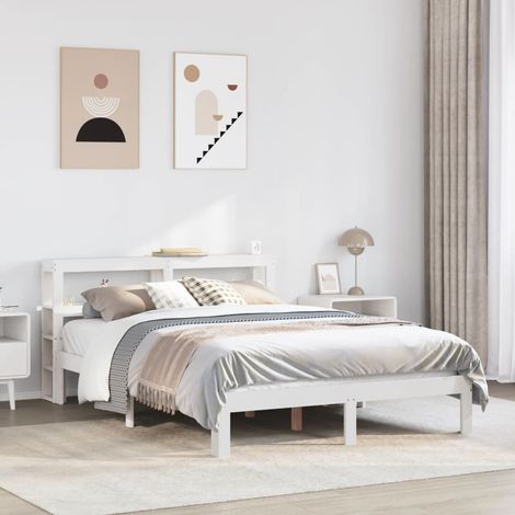 Giroletto con Testiera Bianco 135x190 cm Legno Massello di Pino vidaXL (1/5)