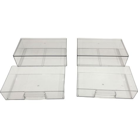 2 Pcs Tiroir Rangement Empilable Clair Acrylique – Organisateur Bureau Boîte Coiffeuse Salle de Bain Armoire Bureau (1/5)