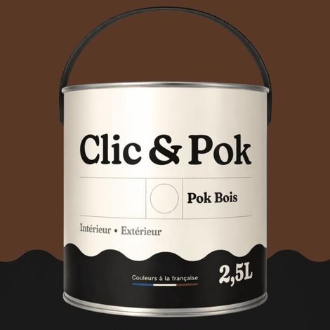 Peinture Bois Extérieur – POK BOIS - 2,5L - RAL 8011 - Brun noisette- Résistante aux intempéries - Ne s'écaille pas