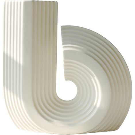 Jarrón de cerámica [2181-1 Blanco crema] Decorativo, de forma irregular con flores secas. (1/5)
