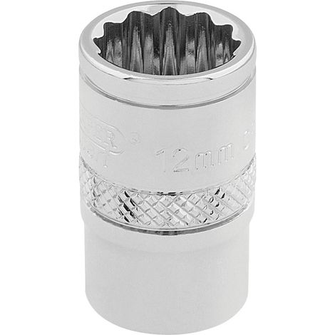 Draper 12mm 12-Point Socket, 3/8" Drive, Metric, Polished Chrome Finish, Model 32772 (1/5)
