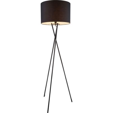 Lampe sur pied salle de travail trépied de lecture spot lampe sur pied abat-jour tissu noir Globo 24686 (1/4)