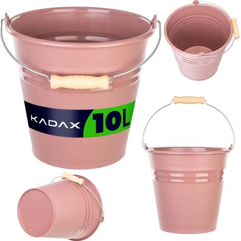 Cubo, capacidad de 10 litros, asa ergonómica de metal, color rosa. (1/5)