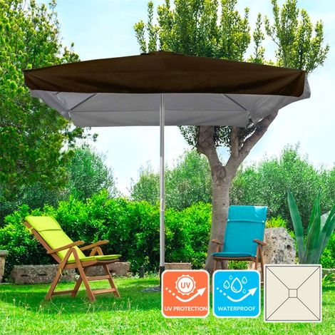 3x3 quadratischer Aluminium-Gartenschirm mit Mittelstange Marte Brown