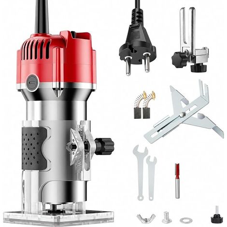 Electric Wood Flush Router Trimmer Router Electric Milling Machine 800W 30000 RPM Electric Hand Milling Cutter Router for Grooves, Edges and Profiles (1/3)