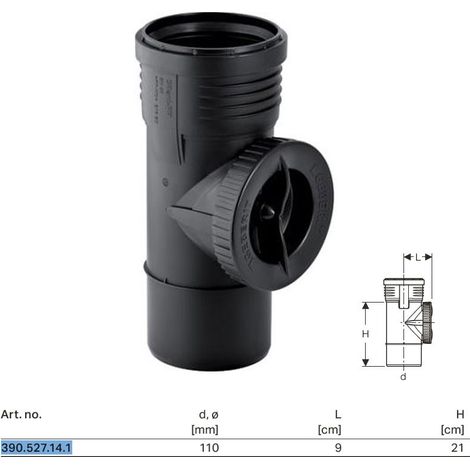 Braga d'ispezione 90° Geberit Silent-PP con apertura rotonda ø110 mm 390.527.14.1