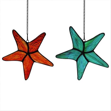 Décoration murale étoile de mer en acrylique teinté à suspendre à une fenêtre ou un mur. (1/5)