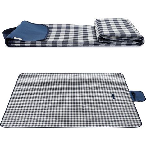 Tapis de Pique-Nique Imperméable 150 × 100 cm, Couverture Portable Pliable pour Voyage, Camping et Activités ExtérieuresBleu (1/5)