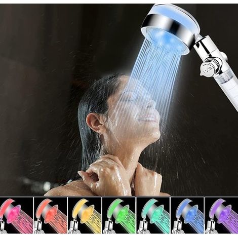 Soffione doccia a LED con filtro, luminoso, 7 colori, anticalcare (1/4)