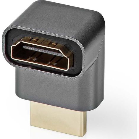Adaptador hdmi conector hdmi machohdmi salida hdmi hembrahdmi chapado en oro en angulo de 270 aluminio gris con metal 1 pc caja de carton con ventana cubierta