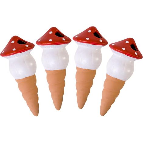 Lot de 4 globes d'arrosage en céramique en forme de champignon, à arrosage automatique (1/5)